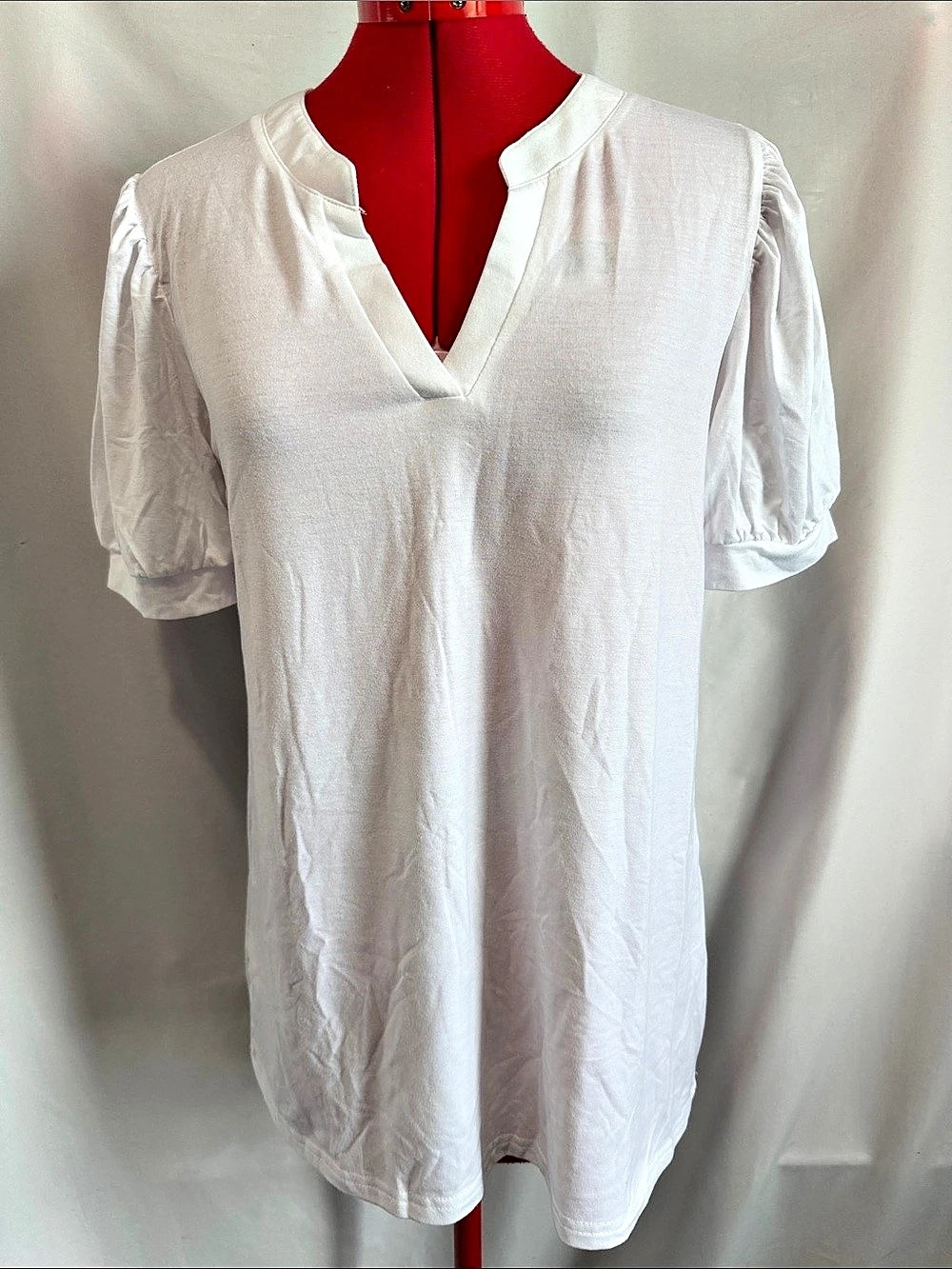 Nei Neiw White Puff Sleeve Blouse Size Medium NWT